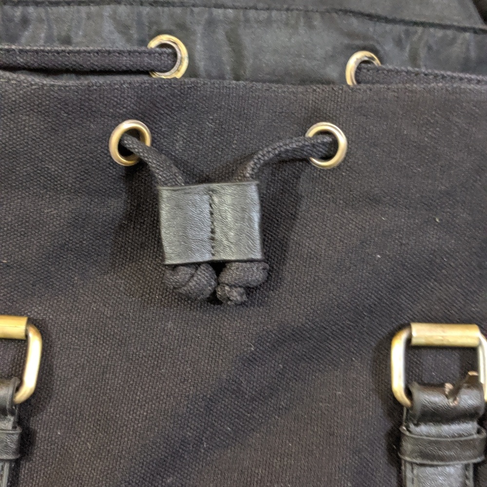 ASOS Black Unisex Canvas Ruck Sack Backpack - Picture 3 of 7